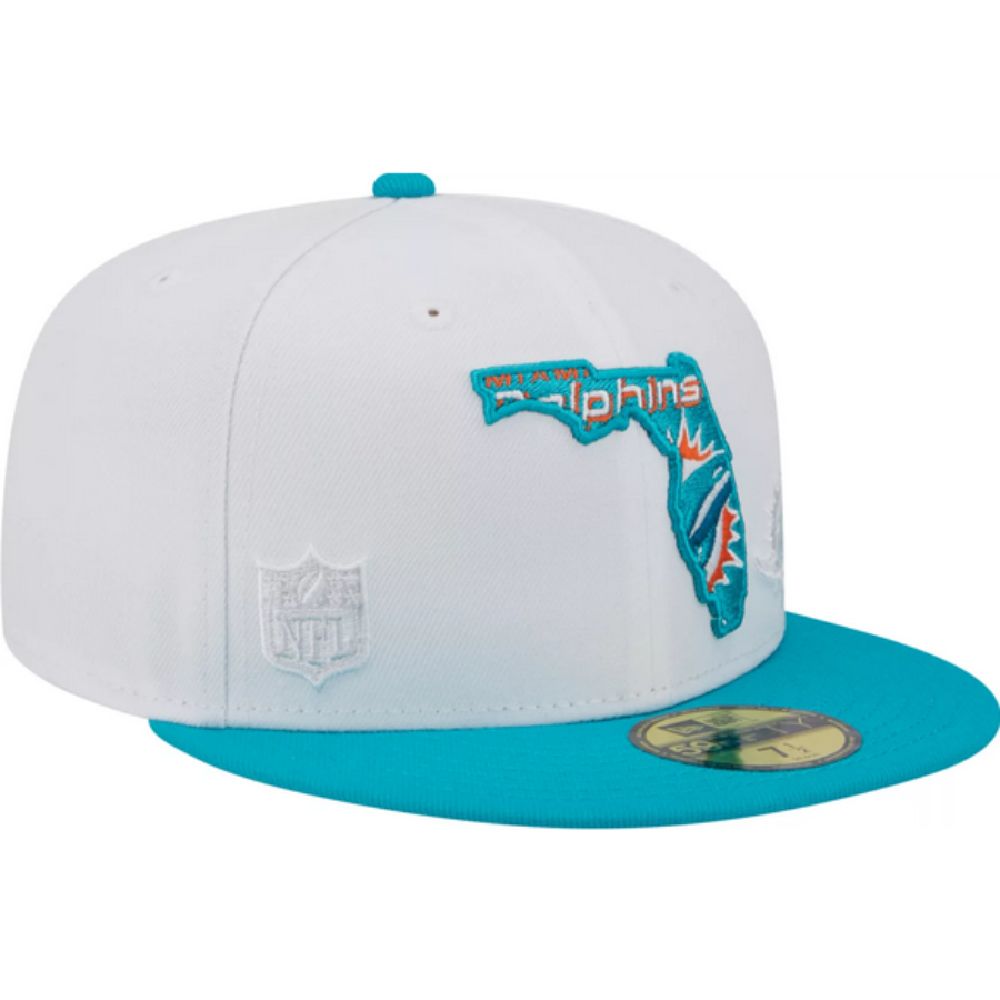 New Era Miami Dolphins White State 2023 59FIFTY Fitted Hat