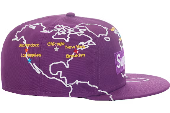 New Era x Supreme Worldwide Box Logo Purple 2023 59FIFTY Fitted Hat