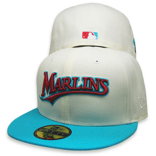 New Era Florida Marlins 'South Beach' Chrome/Teal/Red 59FIFTY Fitted Hat