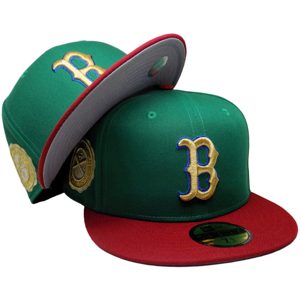 Cap With Patch New Era Boston Red Sox 'Tres Golpes' Green/Burgundy/Gold 59FIFTY Fitted Hat