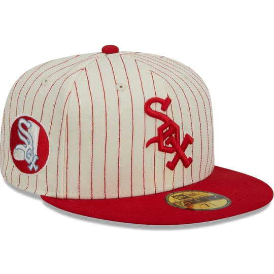 Retro Jersey Script Fitted Hats w/Air Max 90 'Pinstripes Natural Chili Red'