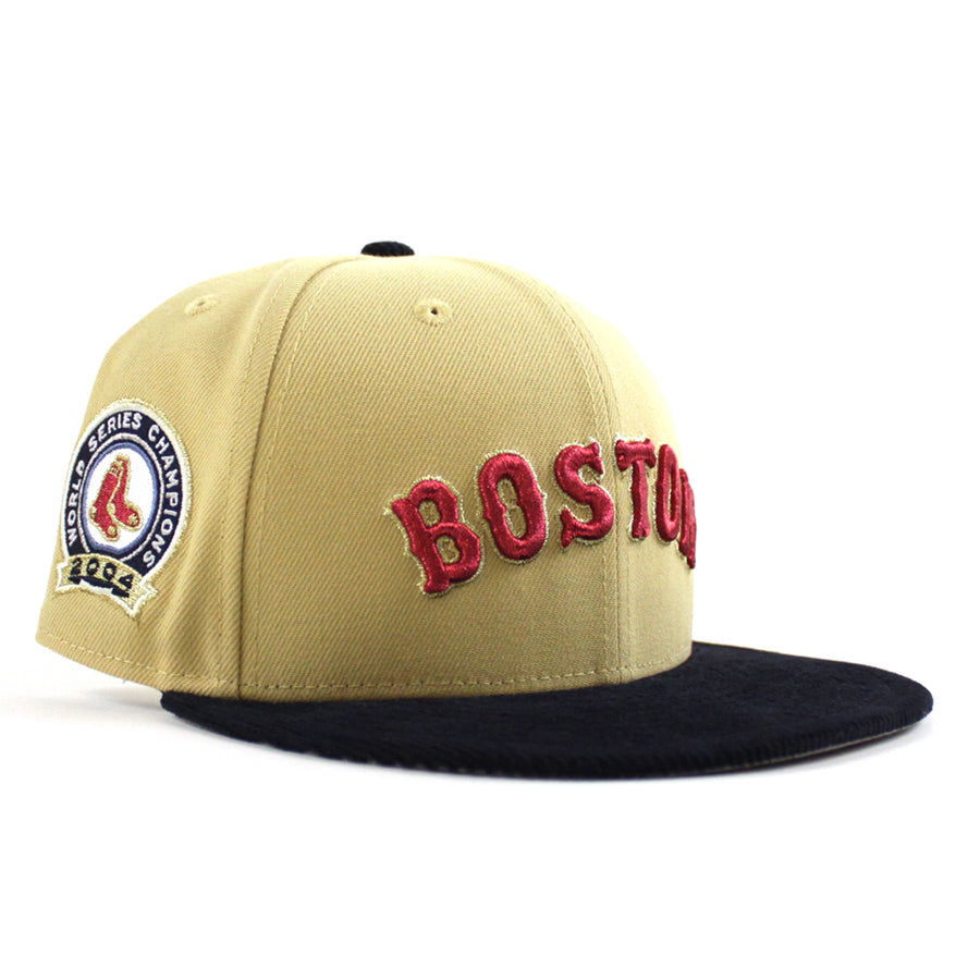 New Era Boston Red Sox 2004 World Series Champions Vegas Gold/Navy 59FIFTY Fitted Hat