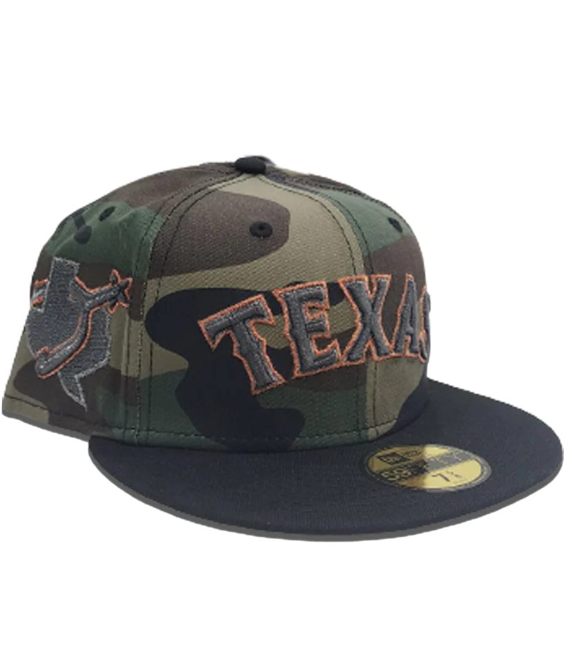New Era Texas Rangers Woodland Camo/Black State Map 59FIFTY Fitted Hat