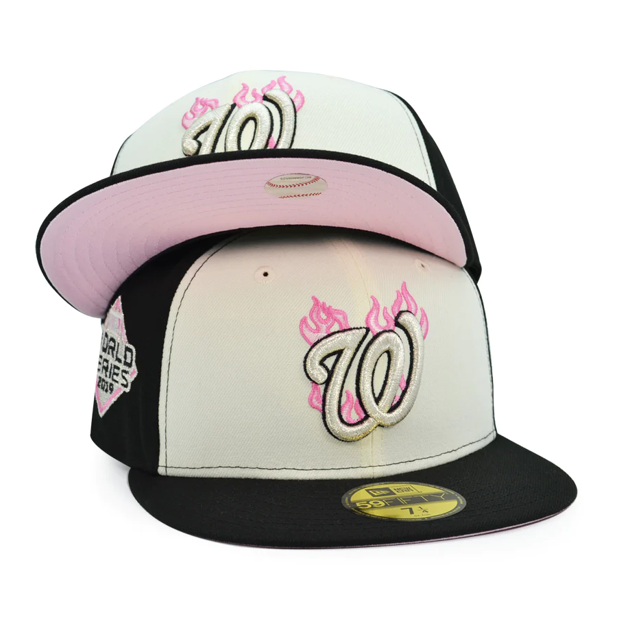 New Era Washington Nationals 2019 World Series Chrome/Black/Pink 59FIFTY Fitted Hat