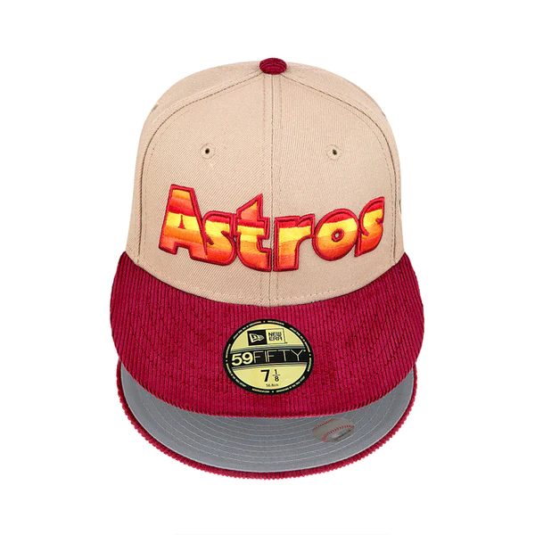 New Era Houston Astros 50 Years Camel/Burgundy Corduroy 59FIFTY Fitted Hat