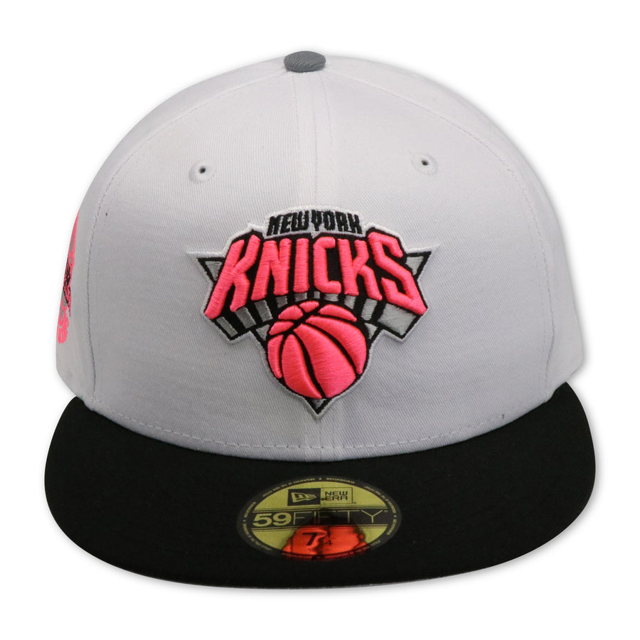 New Era New York Knicks 2X World Champs White/Black/Pink 59FIFTY Fitted Hat