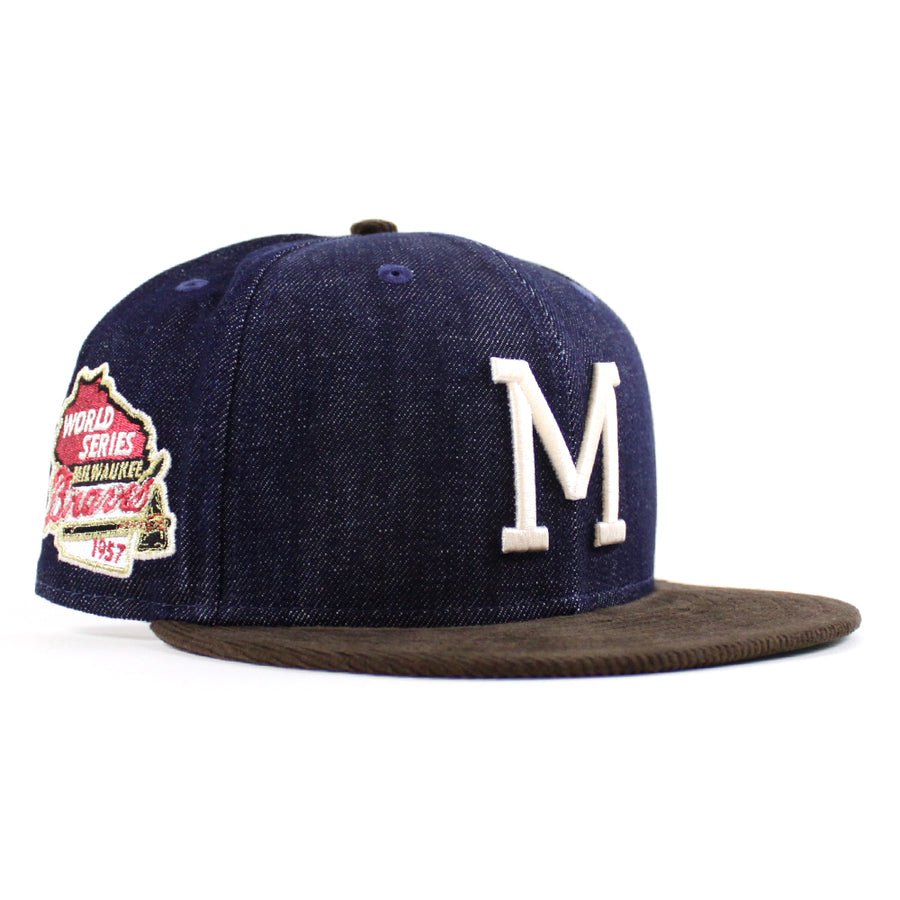 New Era Milwaukee Brewers 1957 World Series Blue Denim/Walnut 59FIFTY Fitted Hat