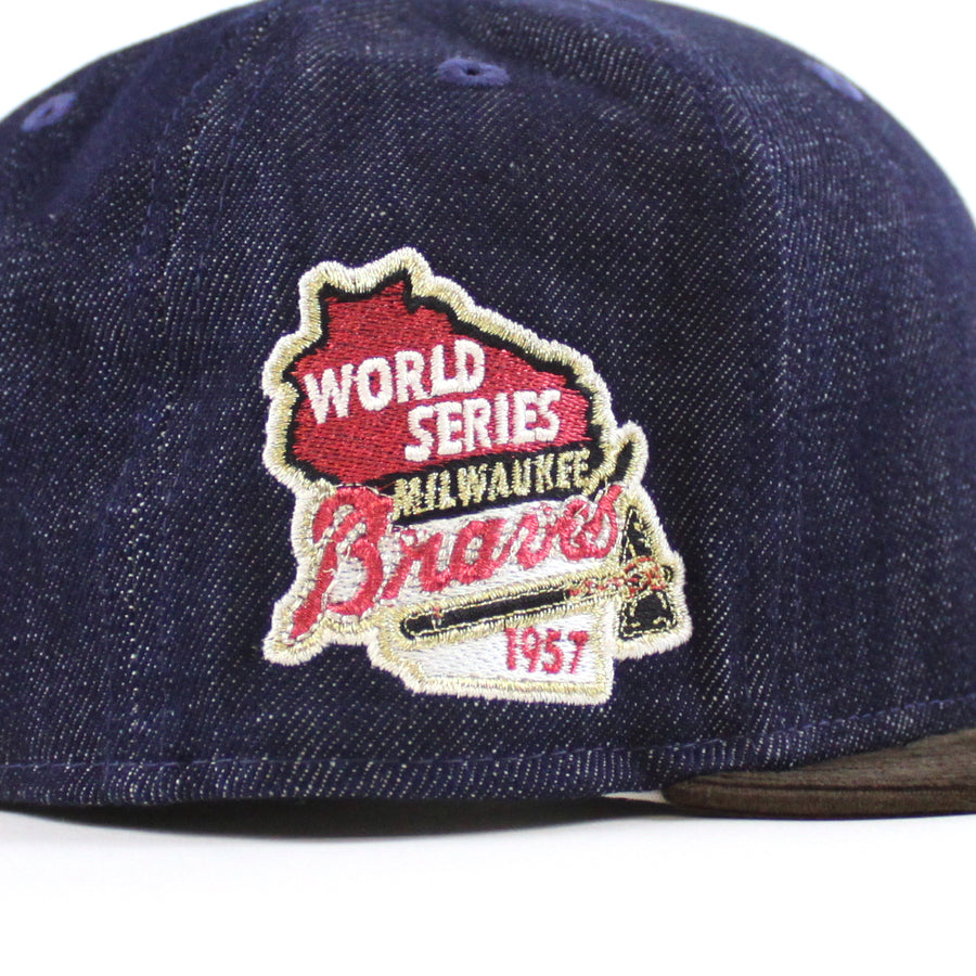 New Era Milwaukee Brewers 1957 World Series Blue Denim/Walnut 59FIFTY Fitted Hat