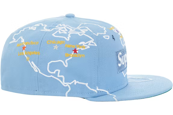New Era x Supreme Worldwide Box Logo Light Blue 2023 59FIFTY Fitted Hat