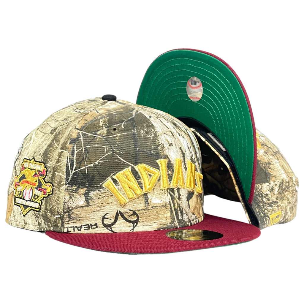 New Era Cleveland Indians 100th Anniversary "Metallic Realtree 2.0" Burgundy 59FIFTY Fitted Hat