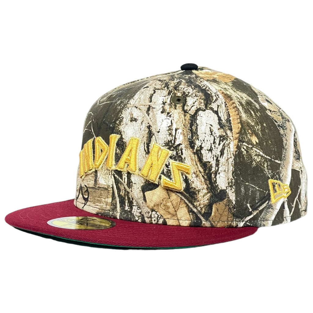 New Era Cleveland Indians 100th Anniversary "Metallic Realtree 2.0" Burgundy 59FIFTY Fitted Hat