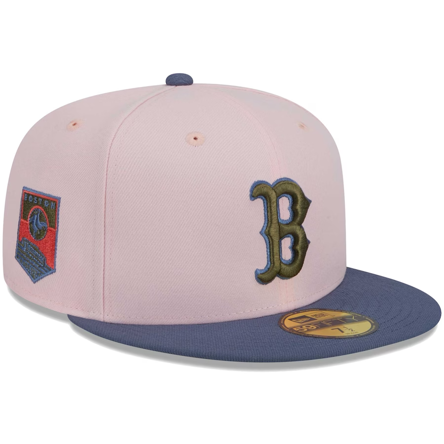 New Era Boston Red Sox Pink/Navy Blue Olive Undervisor 2023 59FIFTY Fitted Hat
