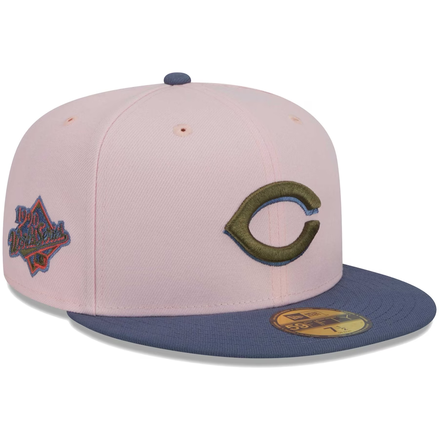 Cleveland Guardians New Era Pink Undervisor 59FIFTY Fitted Hat - Khaki/Olive