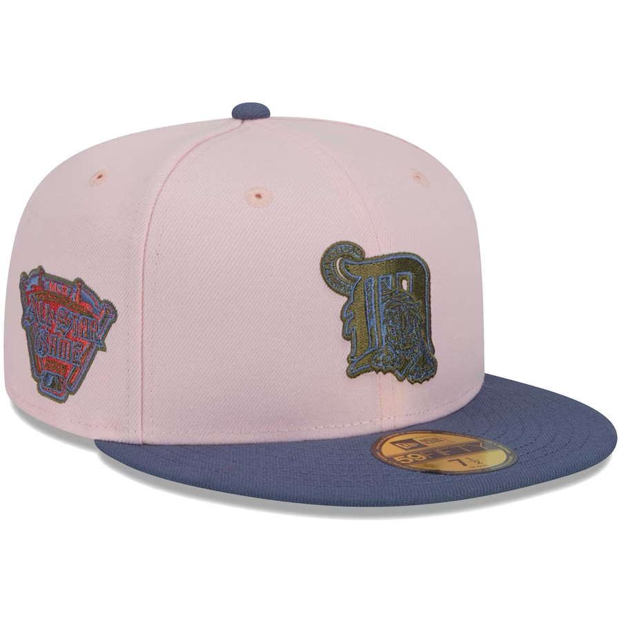 New Era Detroit Tigers Pink/Navy Blue Olive Undervisor 2023 59FIFTY Fitted Hat