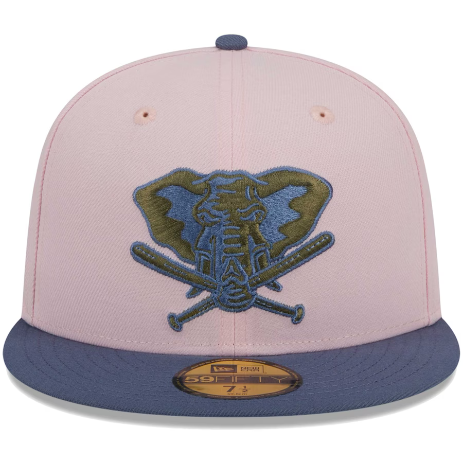 New Era Oakland Athletics Pink/Navy Blue Olive Undervisor 2023 59FIFTY Fitted Hat