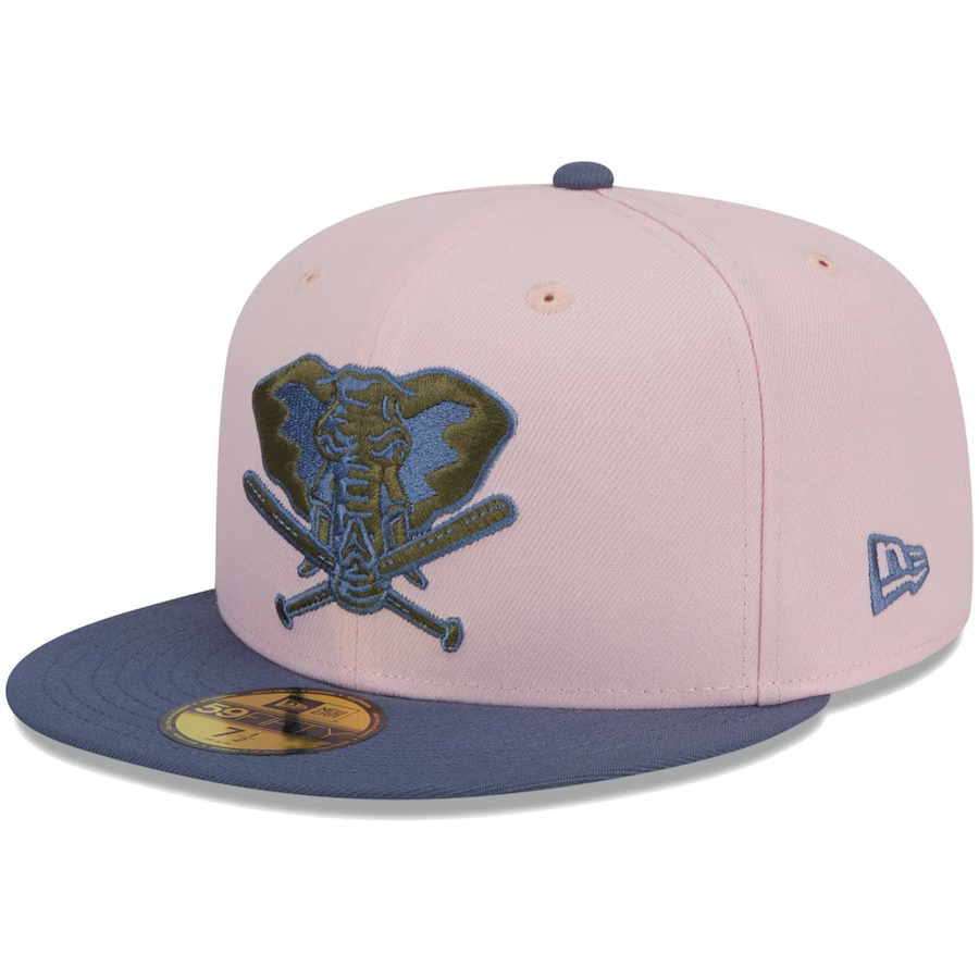 New Era Oakland Athletics Pink/Navy Blue Olive Undervisor 2023 59FIFTY Fitted Hat