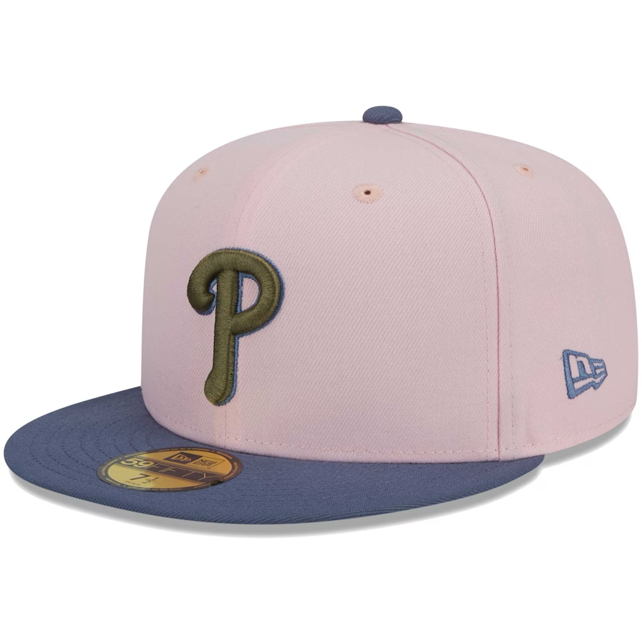 New Era  Philadelphia Phillies Pink/Navy Blue Olive Undervisor 2023 59FIFTY Fitted Hat