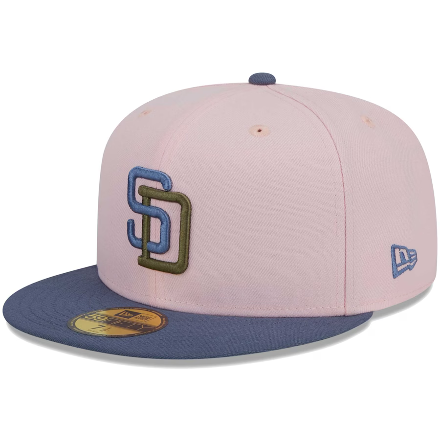 New Era San Diego Padres Pink/Navy Blue Olive Undervisor 2023 59FIFTY Fitted Hat