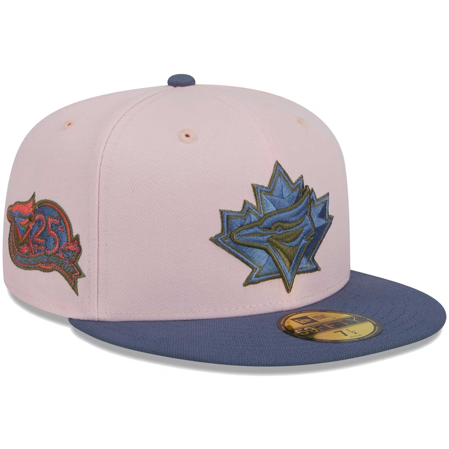 New Era Toronto Blue Jays Pink/Navy Blue Olive Undervisor 2023 59FIFTY Fitted Hat