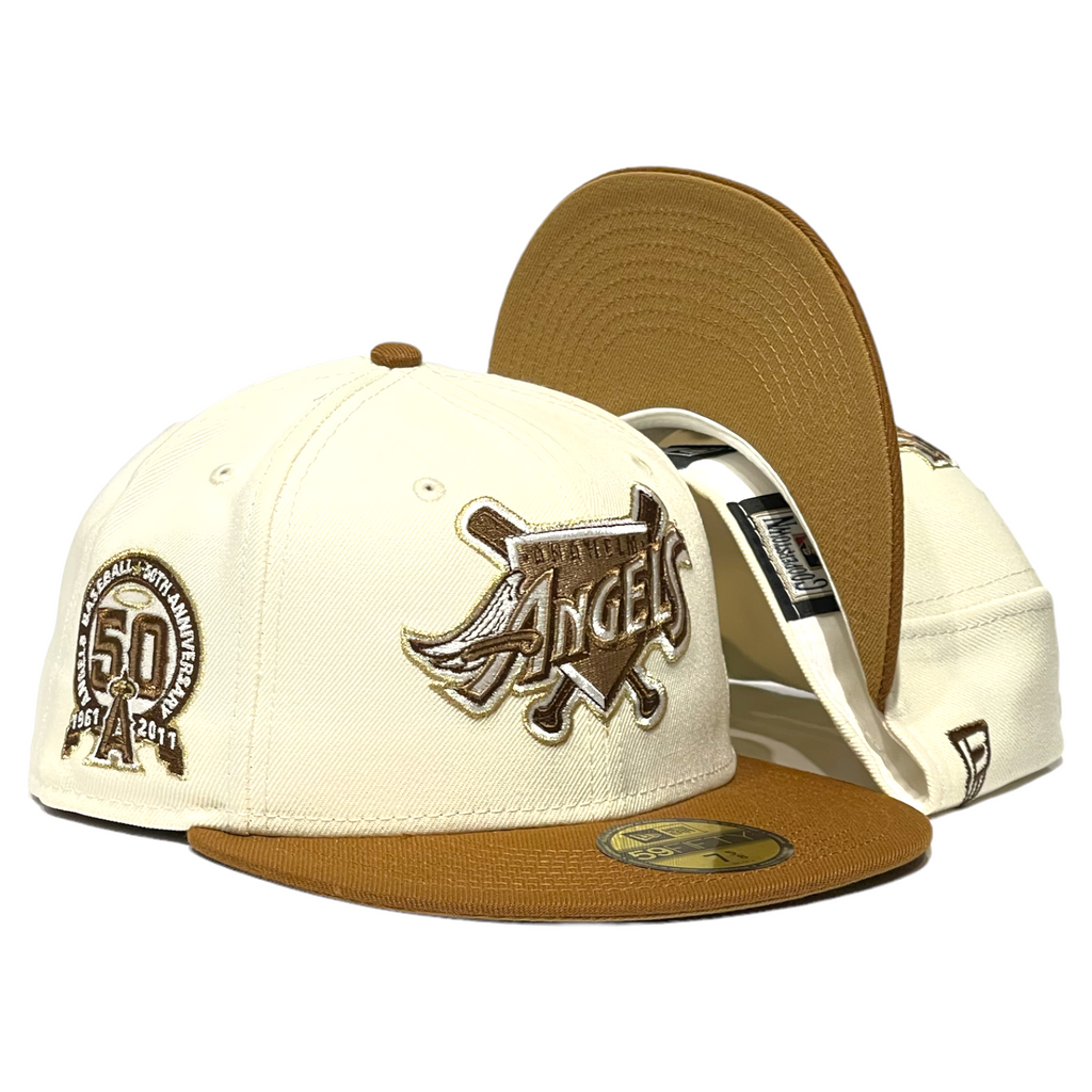 New Era Anaheim Angels 50th Anniversary "Horchata Pack" Chrome/Toasted Peanut 59FIFTY Fitted Hat