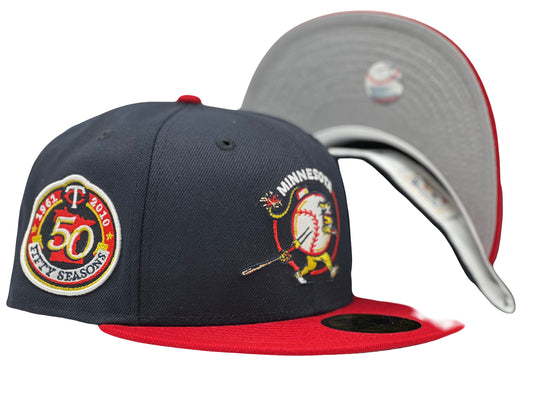 New Era Minnesota Twins Bomb Squad Nav Blue 50th Anniversary 59FIFTY Fitted Hat