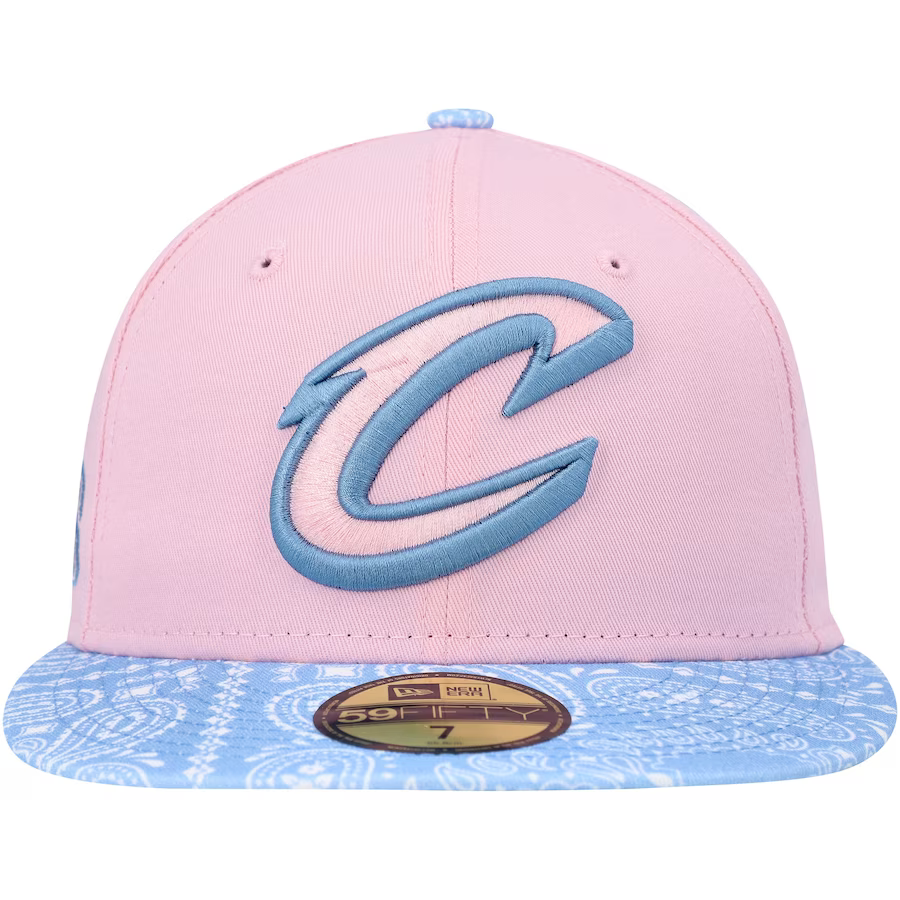 New Era Cleveland Cavaliers Pink/Light Blue Paisley Visor 59FIFTY Fitted Hat