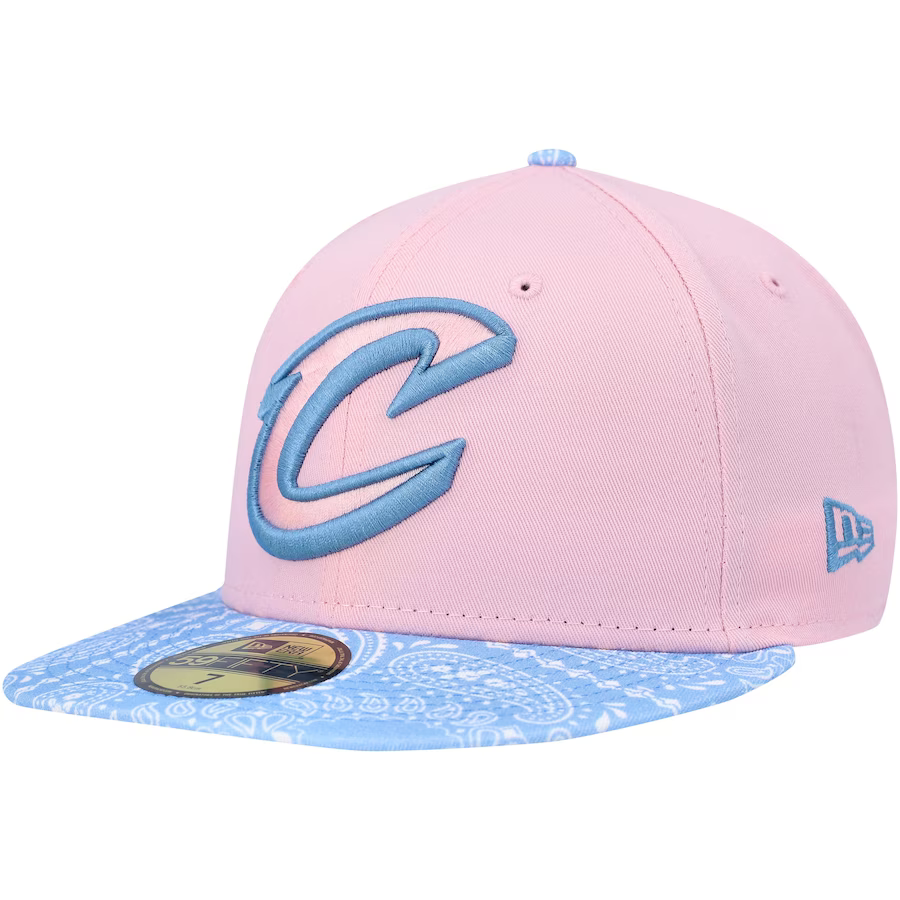 New Era Cleveland Cavaliers Pink/Light Blue Paisley Visor 59FIFTY Fitted Hat