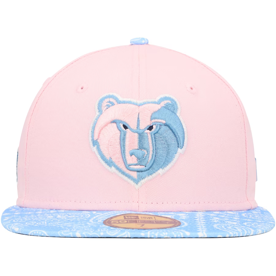 New Era Memphis Grizzlies Pink/Light Blue Paisley Visor 59FIFTY Fitted Hat