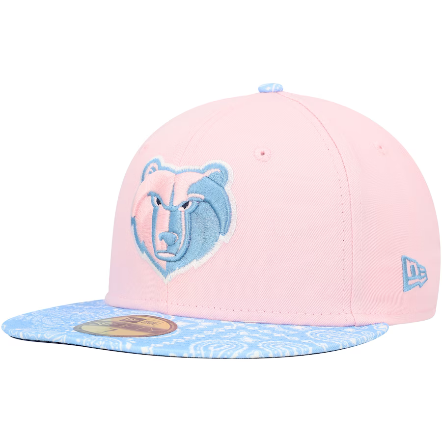New Era Memphis Grizzlies Pink/Light Blue Paisley Visor 59FIFTY Fitted Hat