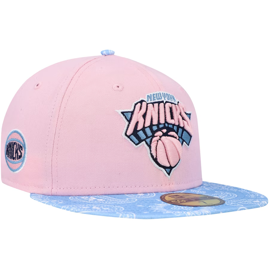 New Era New York Knicks Pink/Light Blue Paisley Visor 59FIFTY Fitted Hat