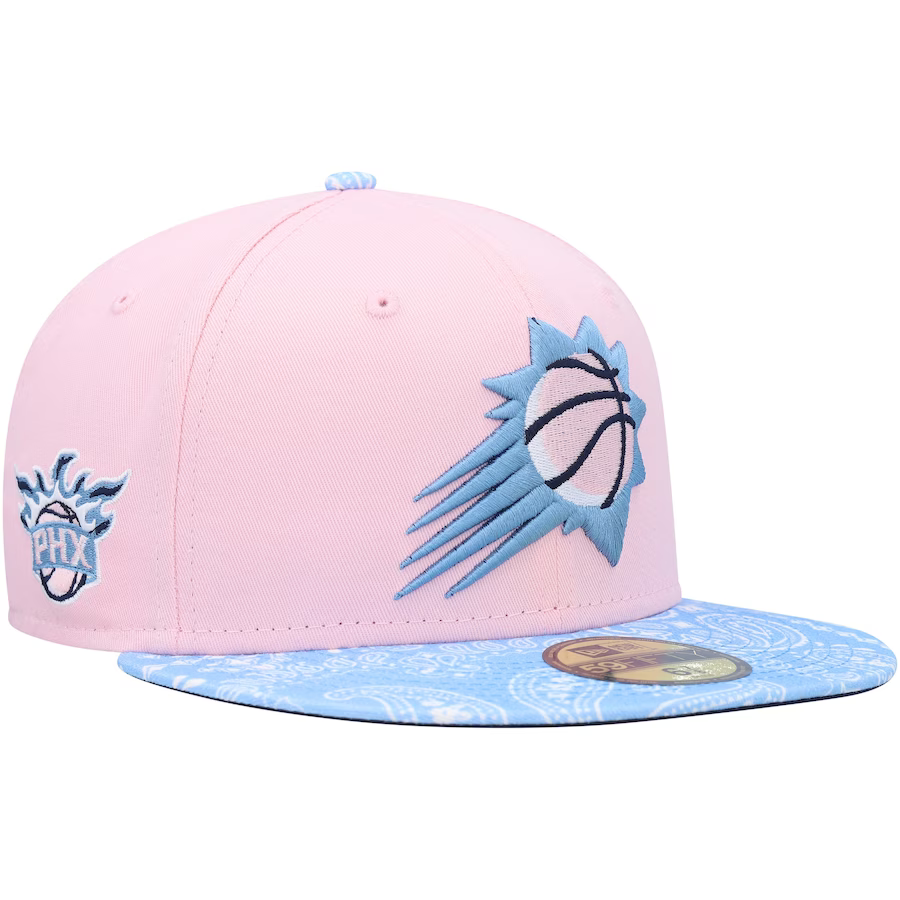New Era Phoenix Suns Pink/Light Blue Paisley Visor 59FIFTY Fitted Hat