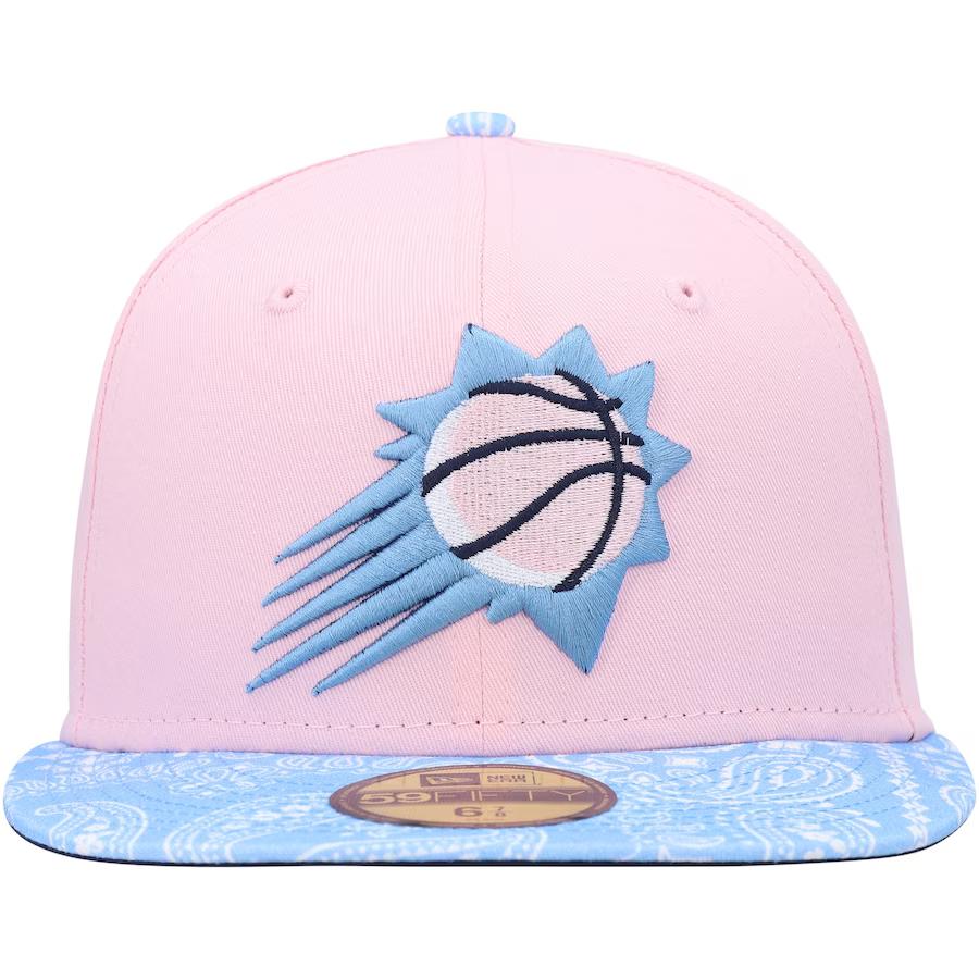 New Era Phoenix Suns Pink/Light Blue Paisley Visor 59FIFTY Fitted Hat
