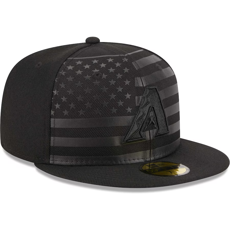 New Era Arizona Diamondbacks All Black American Flag 2023 59FIFTY Fitted Hat