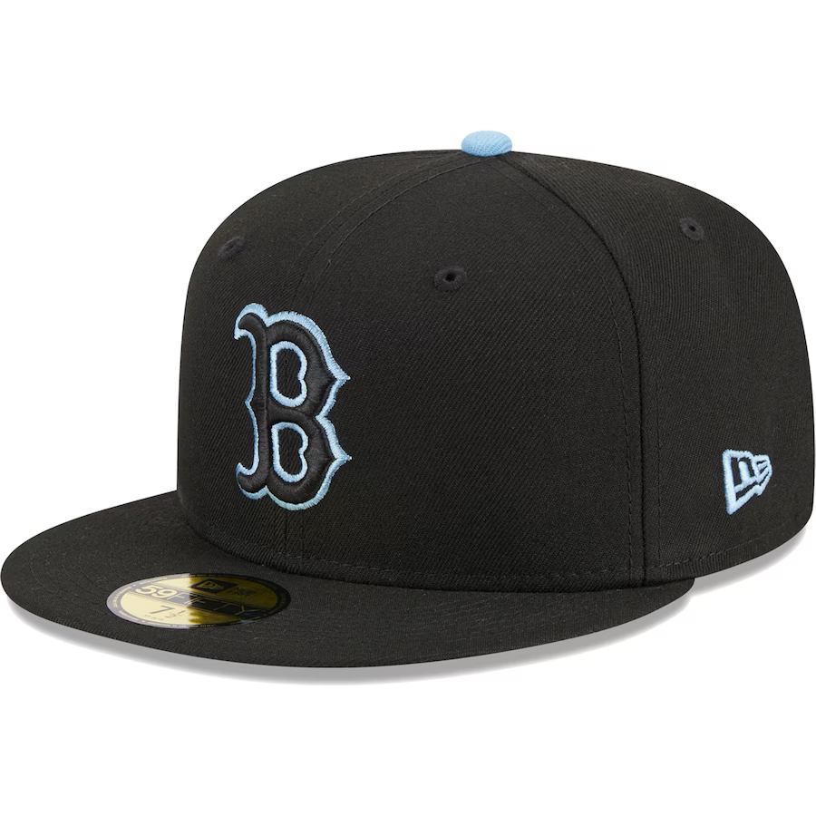 New Era Boston Red Sox Black/Baby Blue Pastel Undervisor 2023 59FIFTY Fitted Hat