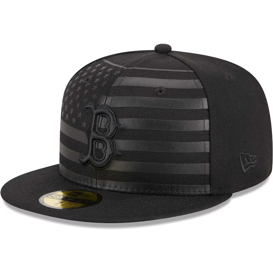 New Era Boston Red Sox All Black American Flag 2023 59FIFTY Fitted Hat