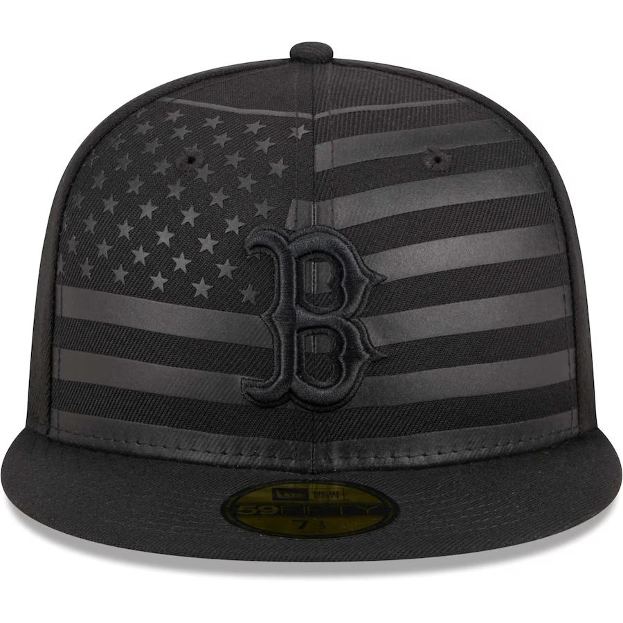 New Era Boston Red Sox All Black American Flag 2023 59FIFTY Fitted Hat