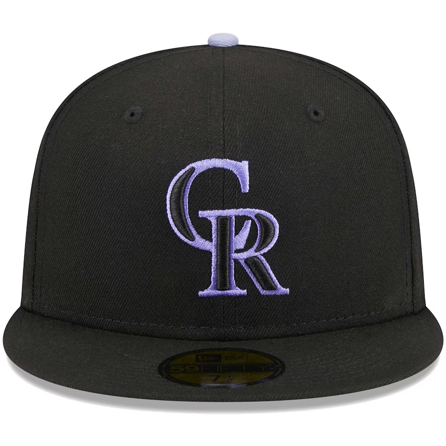New Era Colorado Rockies Black/Purple Pastel Undervisor 2023 59FIFTY Fitted Hat