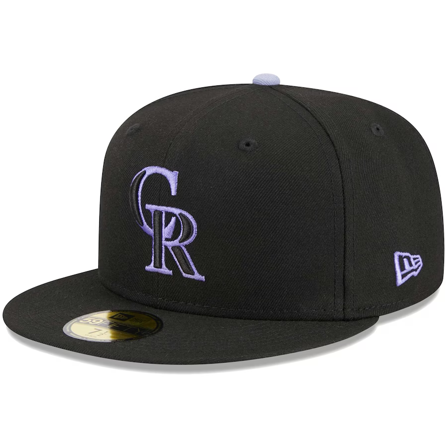 New Era Colorado Rockies Black/Purple Pastel Undervisor 2023 59FIFTY Fitted Hat