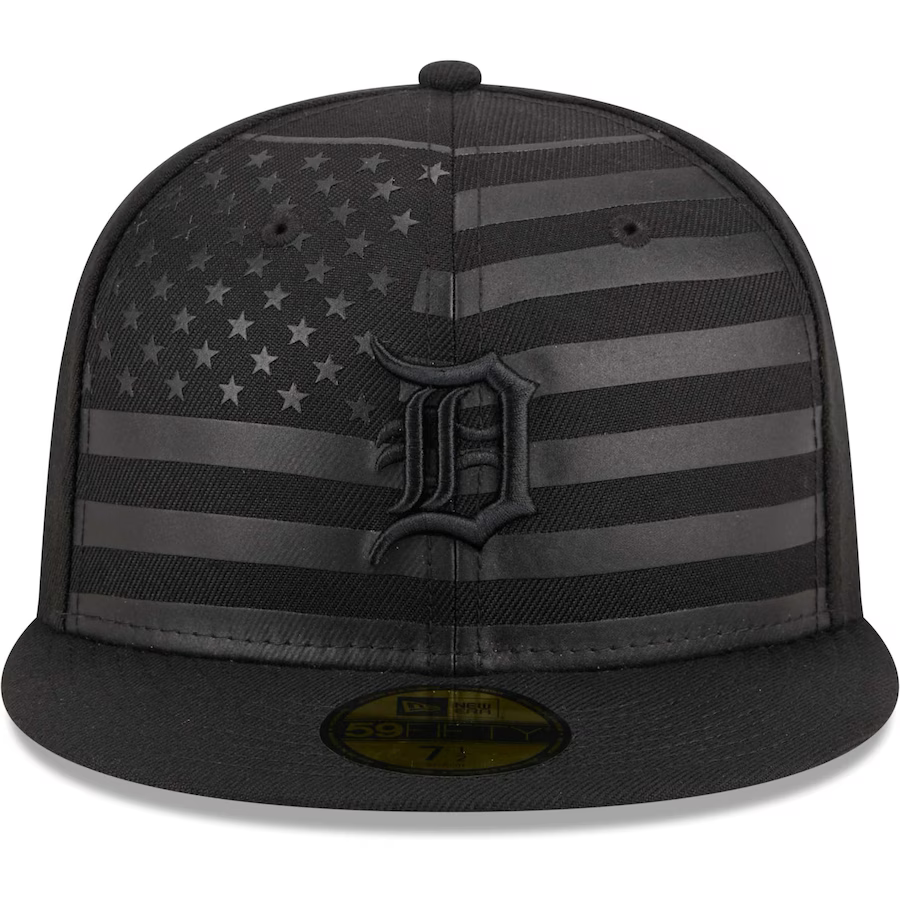 New Era Detroit Tigers All Black American Flag 2023 59FIFTY Fitted Hat