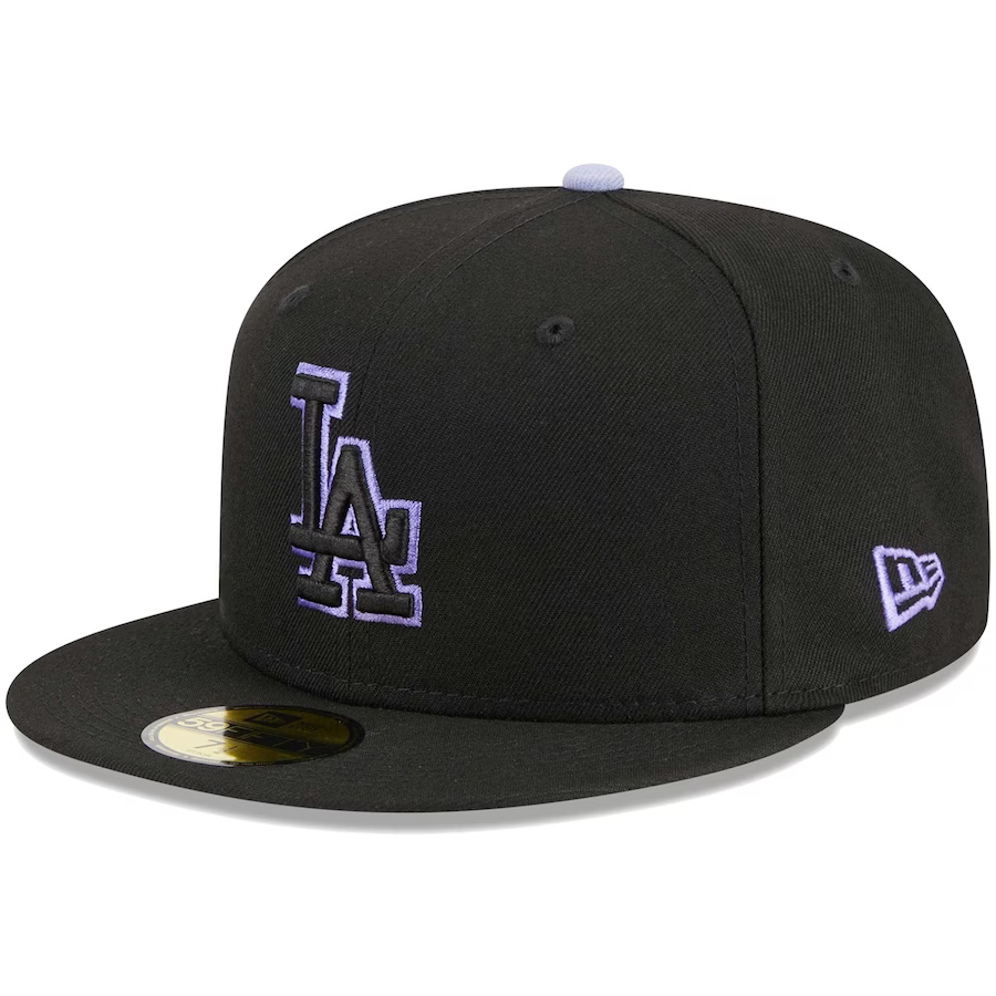 New Era Los Angeles Dodgers Black/Lavender Pastel Undervisor 2023 59FIFTY Fitted Hat