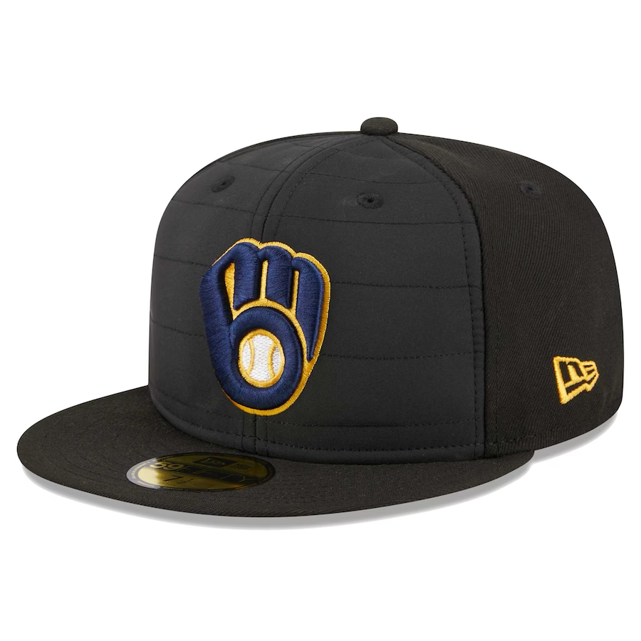 New Era Milwaukee Brewers Black Quilt 2023 59FIFTY Fitted Hat