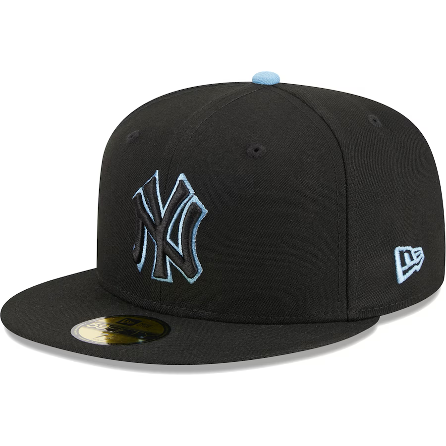 New Era New York Yankees Black/Baby Blue Pastel Undervisor 2023 59FIFTY Fitted Hat