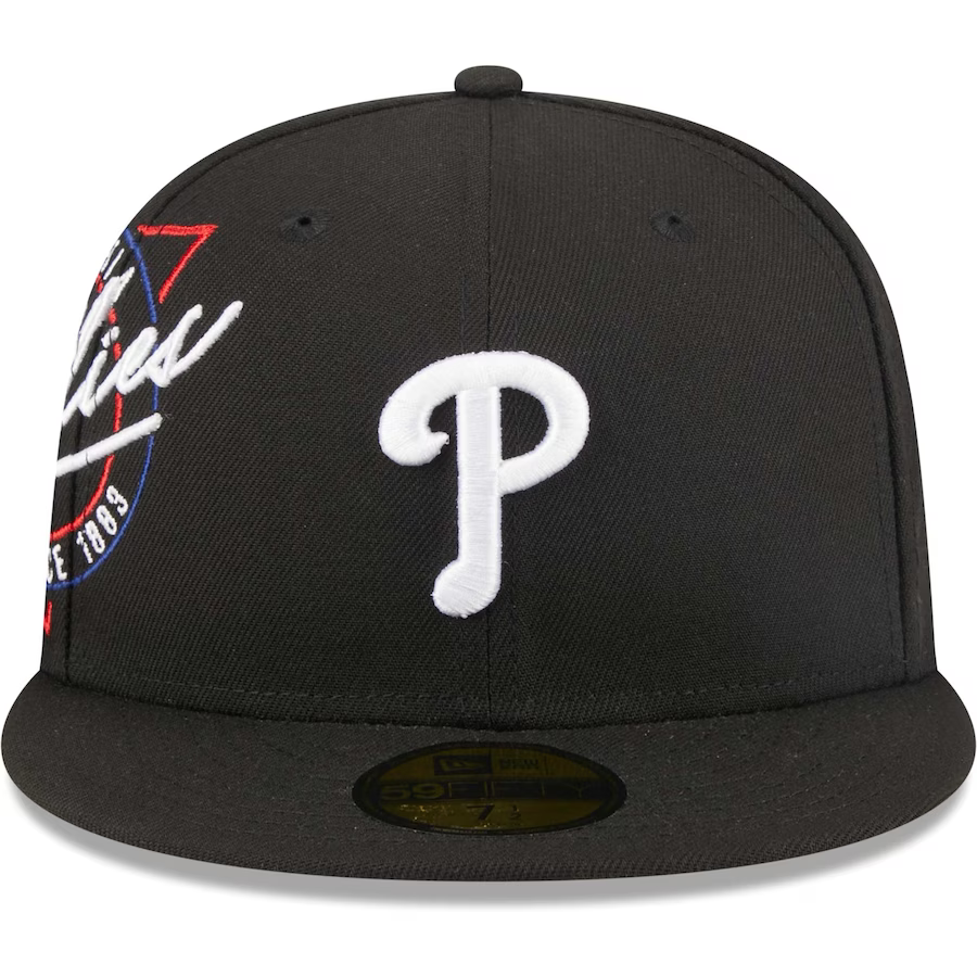New Era Philadelphia Phillies Black Neon Emblem 2023 59FIFTY Fitted Hat