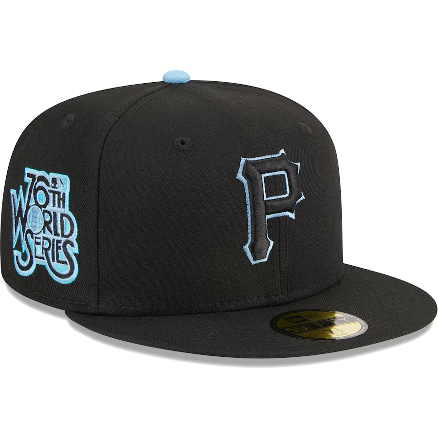 New Era Pittsburgh Pirates Black/Baby Blue Pastel Undervisor 2023 59FIFTY Fitted Hat