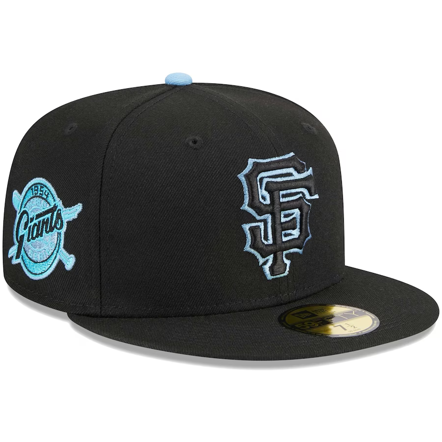 New Era San Francisco Giants Black/Baby Blue Pastel Undervisor 2023 59FIFTY Fitted Hat