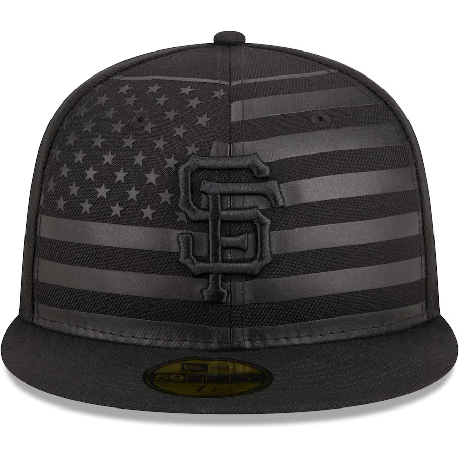 New Era San Francisco Giants All Black American Flag 2023 59FIFTY Fitted Hat
