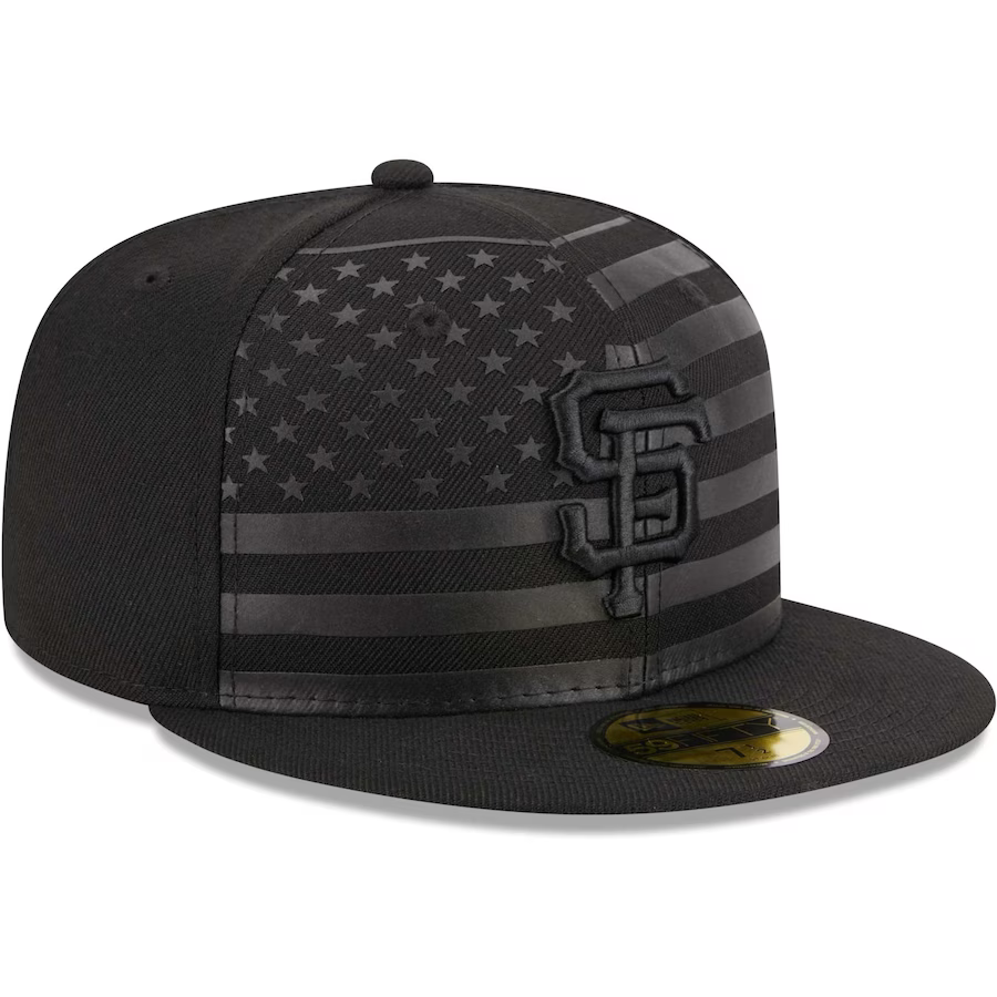 New Era San Francisco Giants All Black American Flag 2023 59FIFTY Fitted Hat