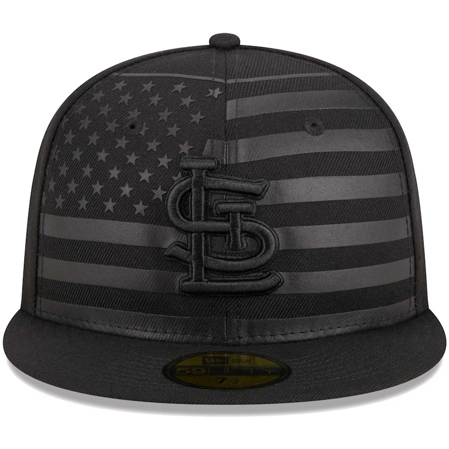New Era St. Louis Cardinals All Black American Flag 2023 59FIFTY Fitted Hat