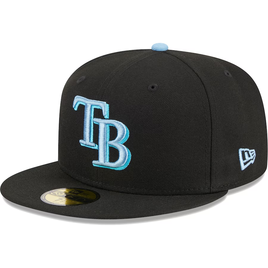 New Era Tampa Bay Rays Black/Baby Blue Pastel Undervisor 2023 59FIFTY Fitted Hat