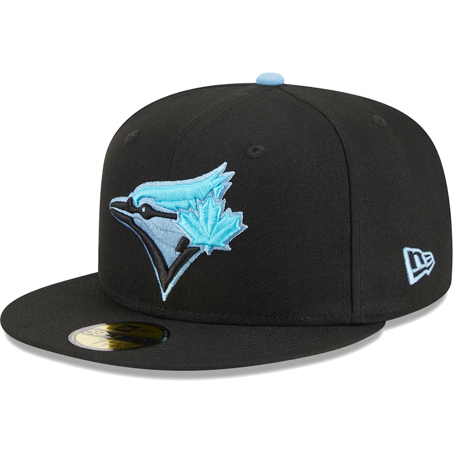 New Era Toronto Blue Jays Black/Baby Blue Pastel Undervisor 2023 59FIFTY Fitted Hat